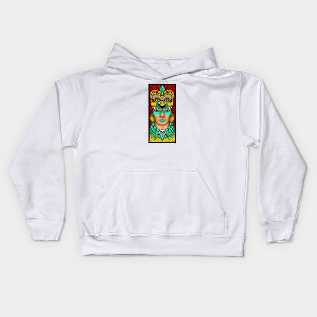 Mayan Warrior Girl Kids Hoodie by Tattoos_by_George